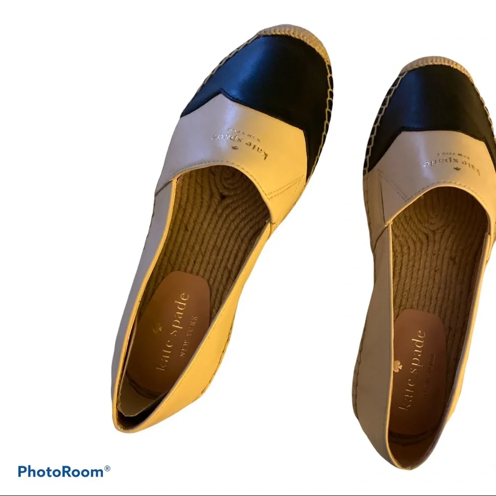 Kate Spade Garden 6.5 cream/black espadrilles New in Box